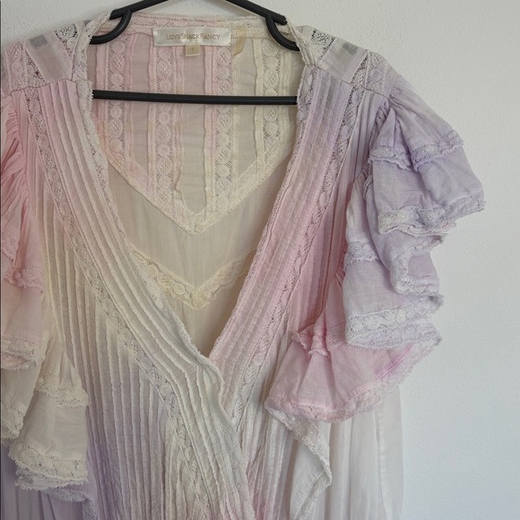 Love Shack Fancy Gwen Ruffled Sleeve Tie Dye Mini Dress - Picture 4 of 9